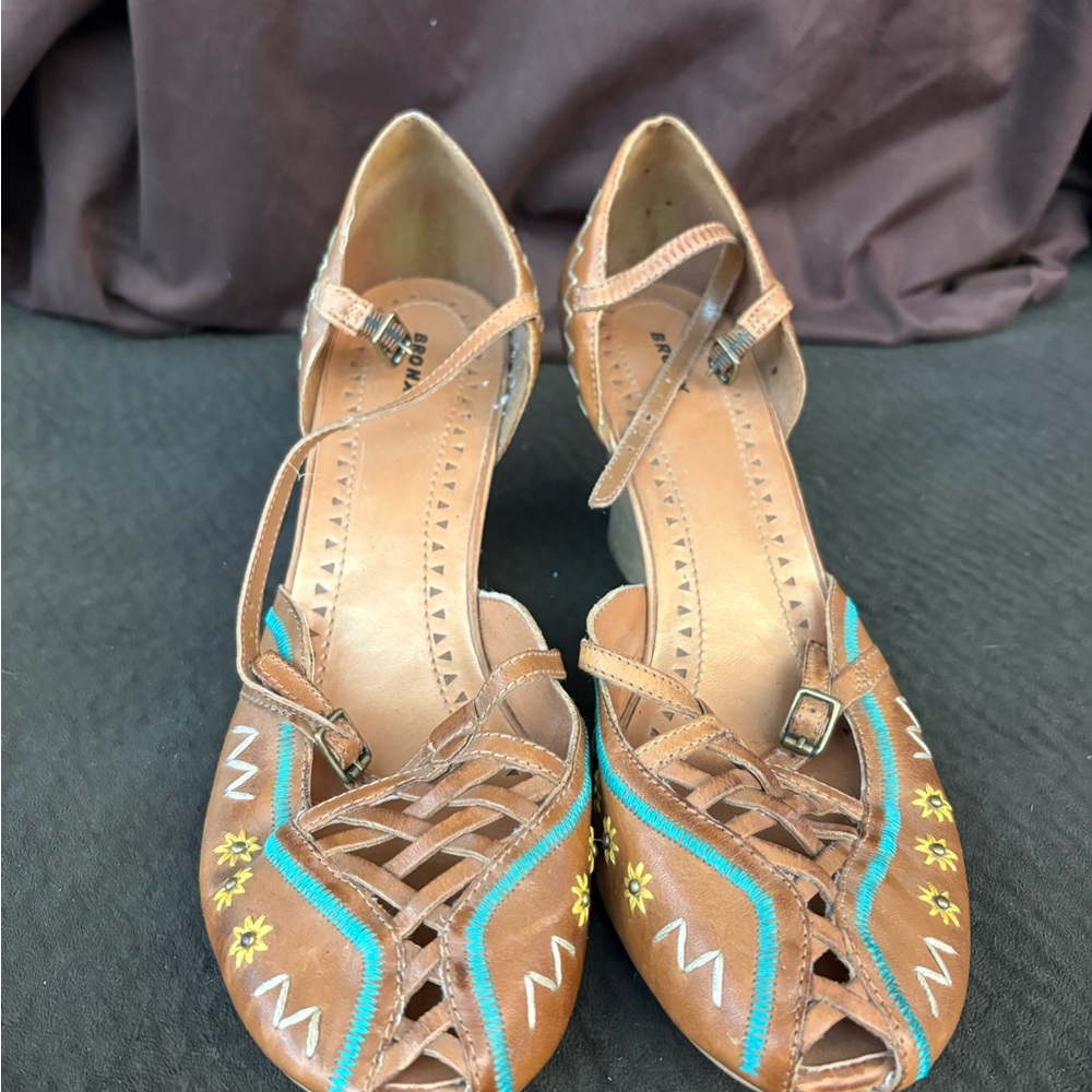 Bronx Leather Boho Wedge Sandals | Made in Brazil | Size 40